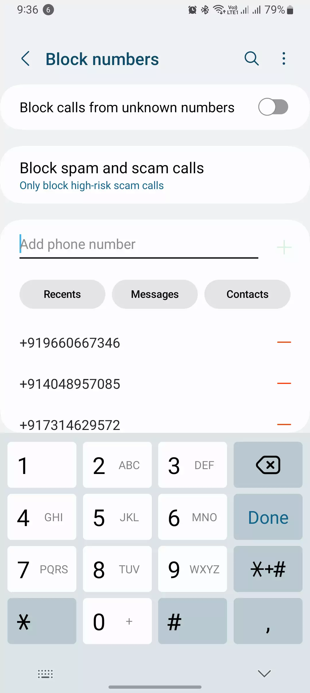 blocked contacts with all the blocked contacts on samsung highlighted