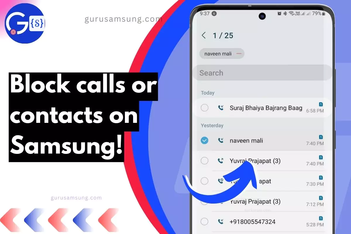 blocking call of a contact screenshot on Samsung with overlay text