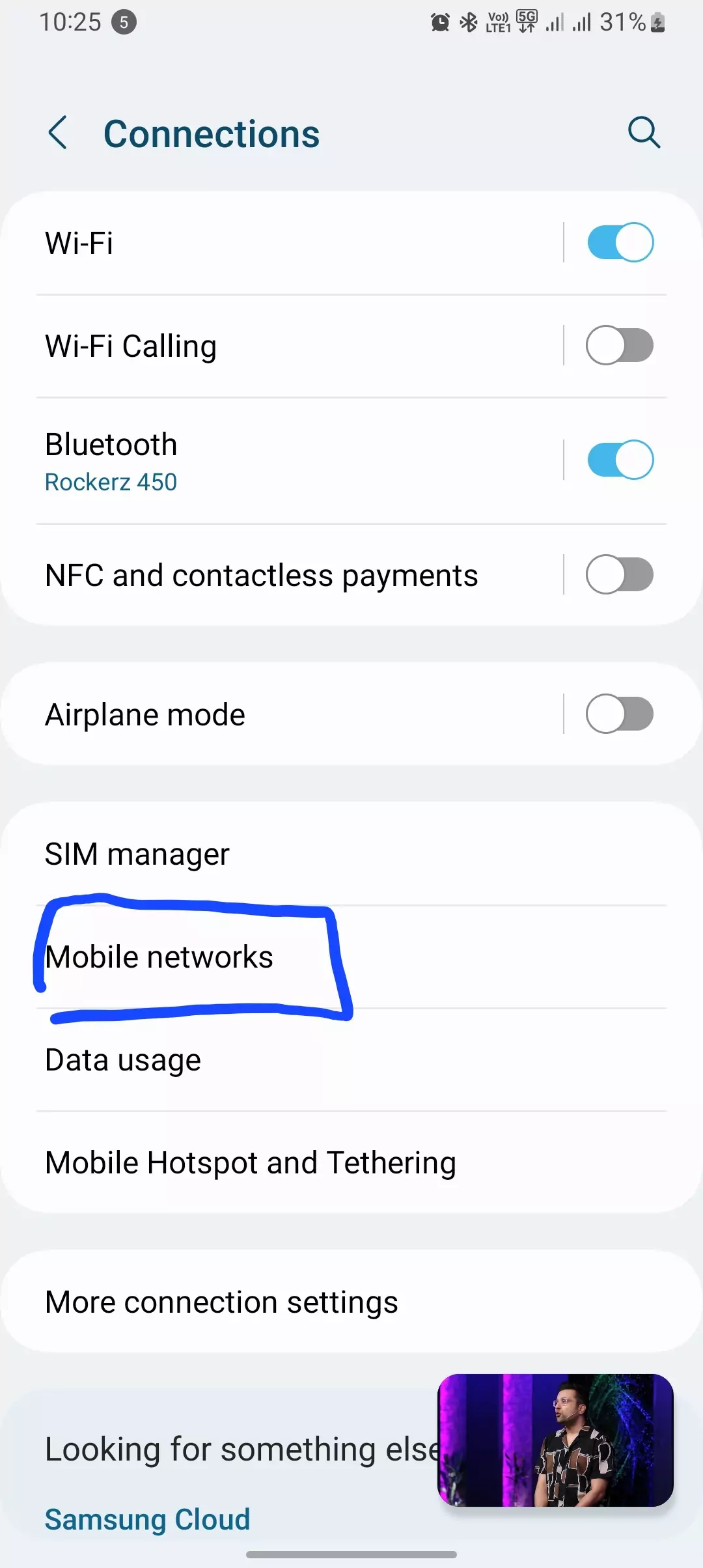 mobile networks screenshot samsung