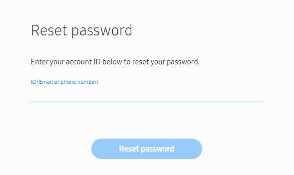 entering email or mobile number to reset samsung account password