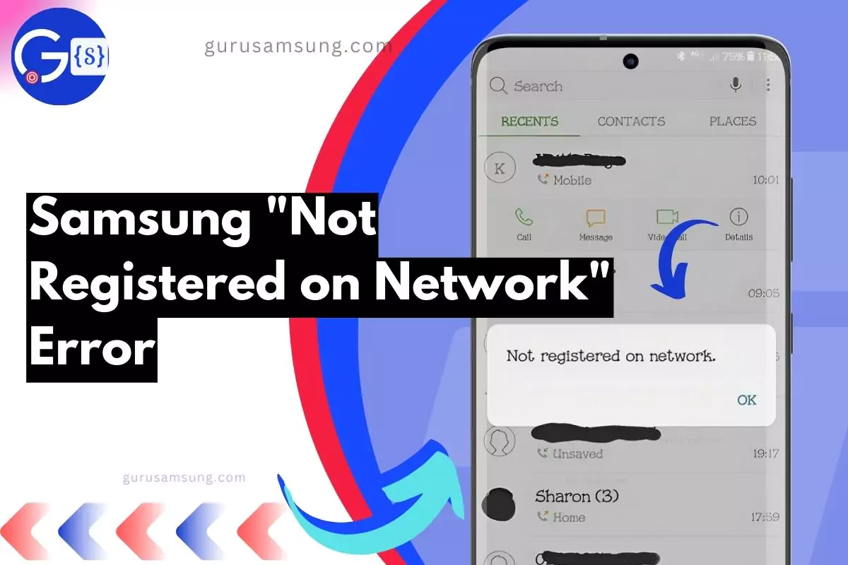 screenshot of Samsung Not Registered on Network Error