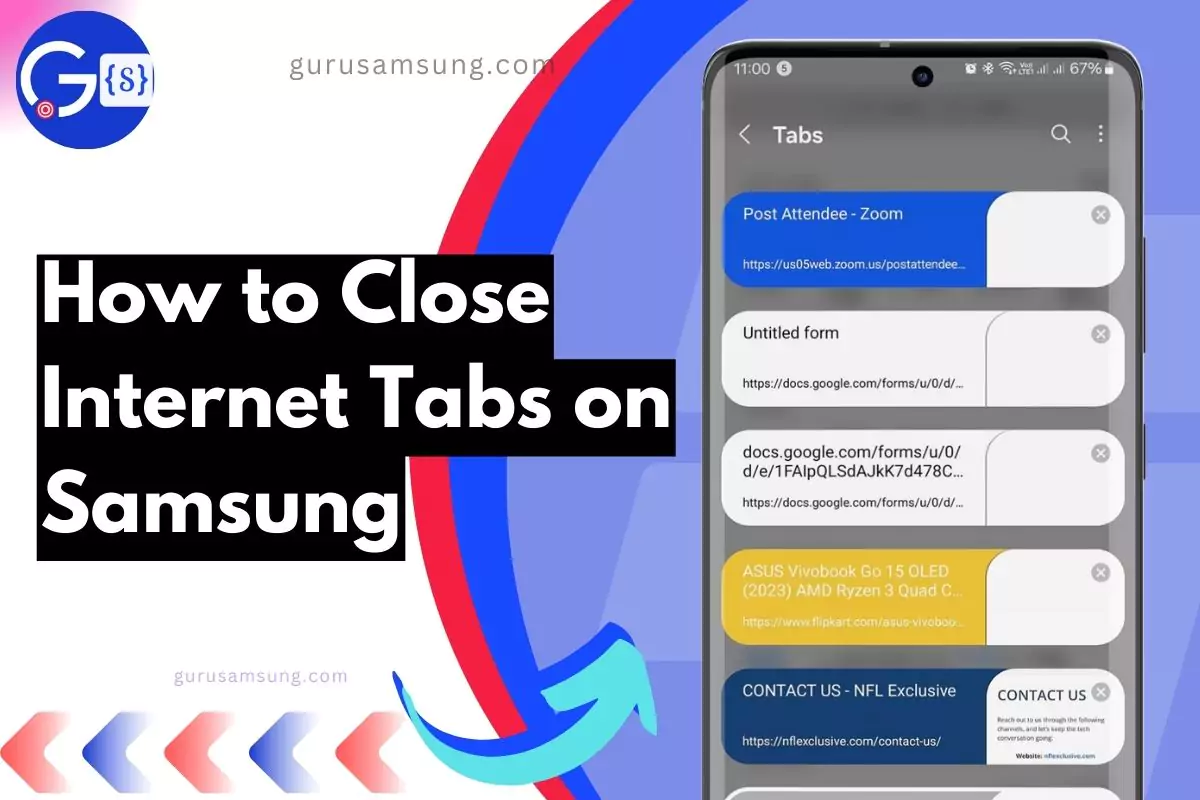 screenshot of closing tabs on samsung internet browser with overlay text how to do it